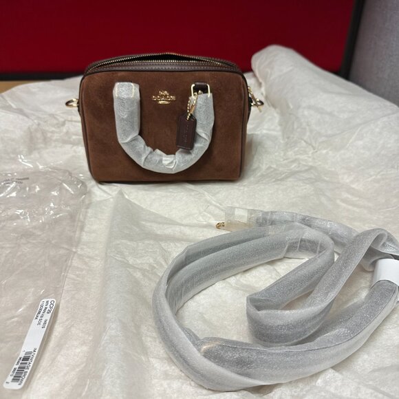 NWT - Coach Mini Rowan Crossbody in Vintage Brown Suede - Picture 3 of 4